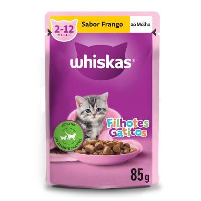 Ração Úmida Whiskas Sachê Frango ao Molho para Gatos Filhotes 85 g