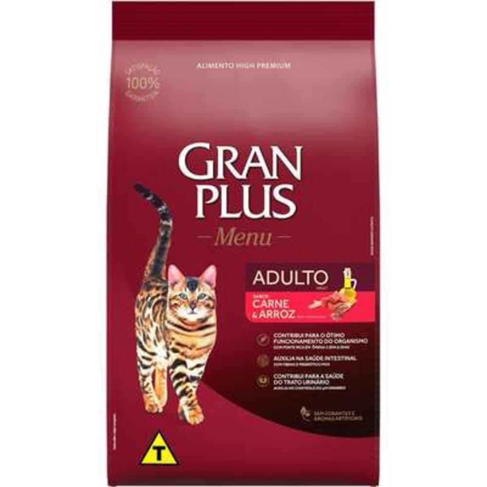 Ração para Gatos Adultos Menu Sabor Carne e Arroz Gran Plus 3Kg - 1