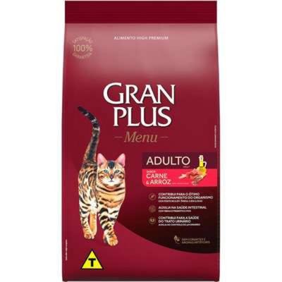Ração para Gatos Adultos Menu Sabor Carne e Arroz Gran Plus 3Kg