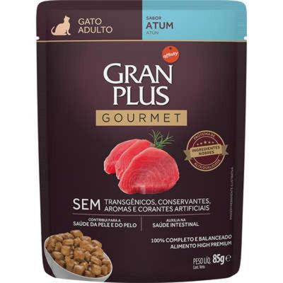 Ração Úmida GranPlus Gourmet Sachê para Gatos Adultos Sabor Atum - 85g