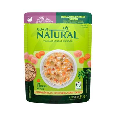 Ração Úmida para Gatos Adultos Guabi Natural Frango Cereais 85g