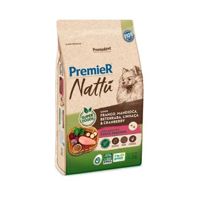Ração Premier Nattú Cães Adultos Pequeno Porte Sabor Mandioca 1Kg