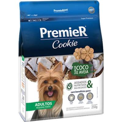 Biscoito Premier Cookie Cães Adultos Pequeno Porte Coco e Aveia Premier Pet 250G