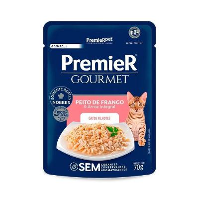 Ração Úmida Gourmet para Gatos Filhotes Peito de Frango e Arroz Integral Premier 70G