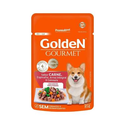 Ração Úmida Golden Gourmet para Cães Adultos Pequeno Porte Sabor Carne Premier Pet 85g