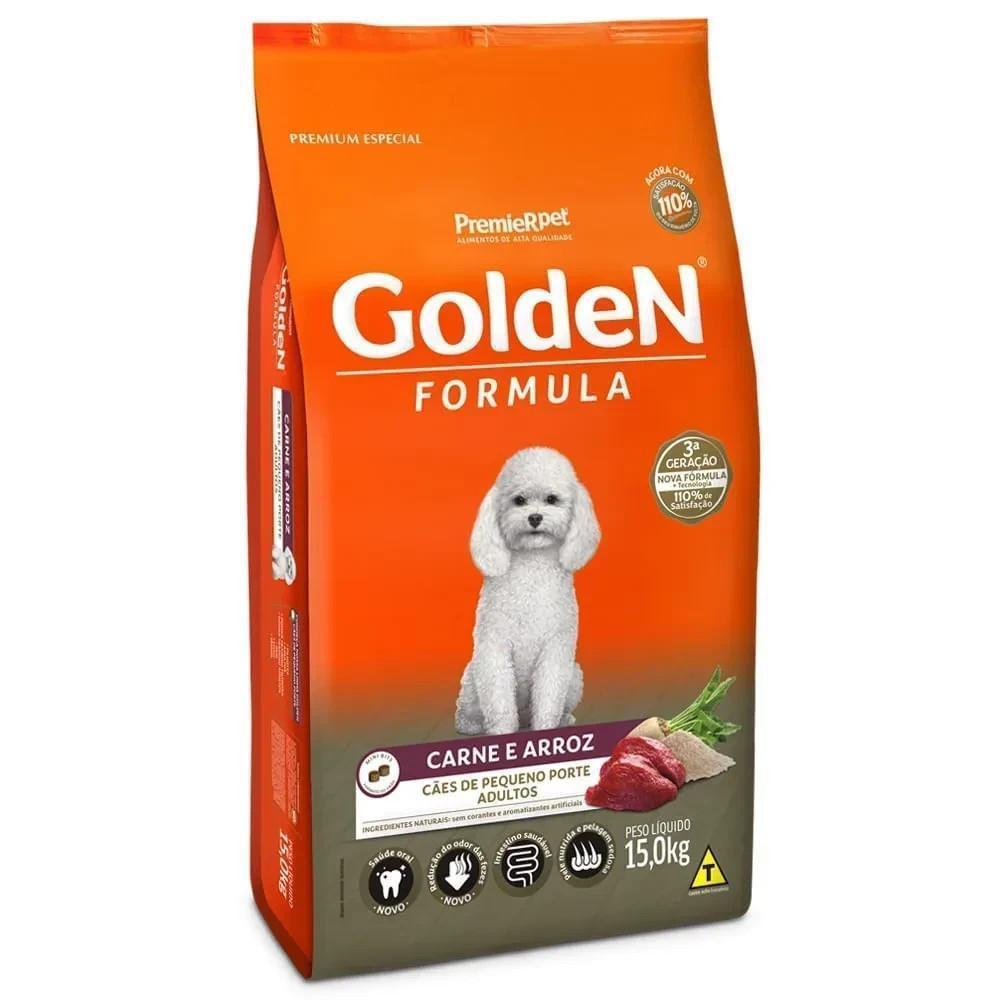 Ração pra Cães Adultos de Raças Pequenas Golden Formula sabor Carne e Arroz Mini Bits 15kg - 1