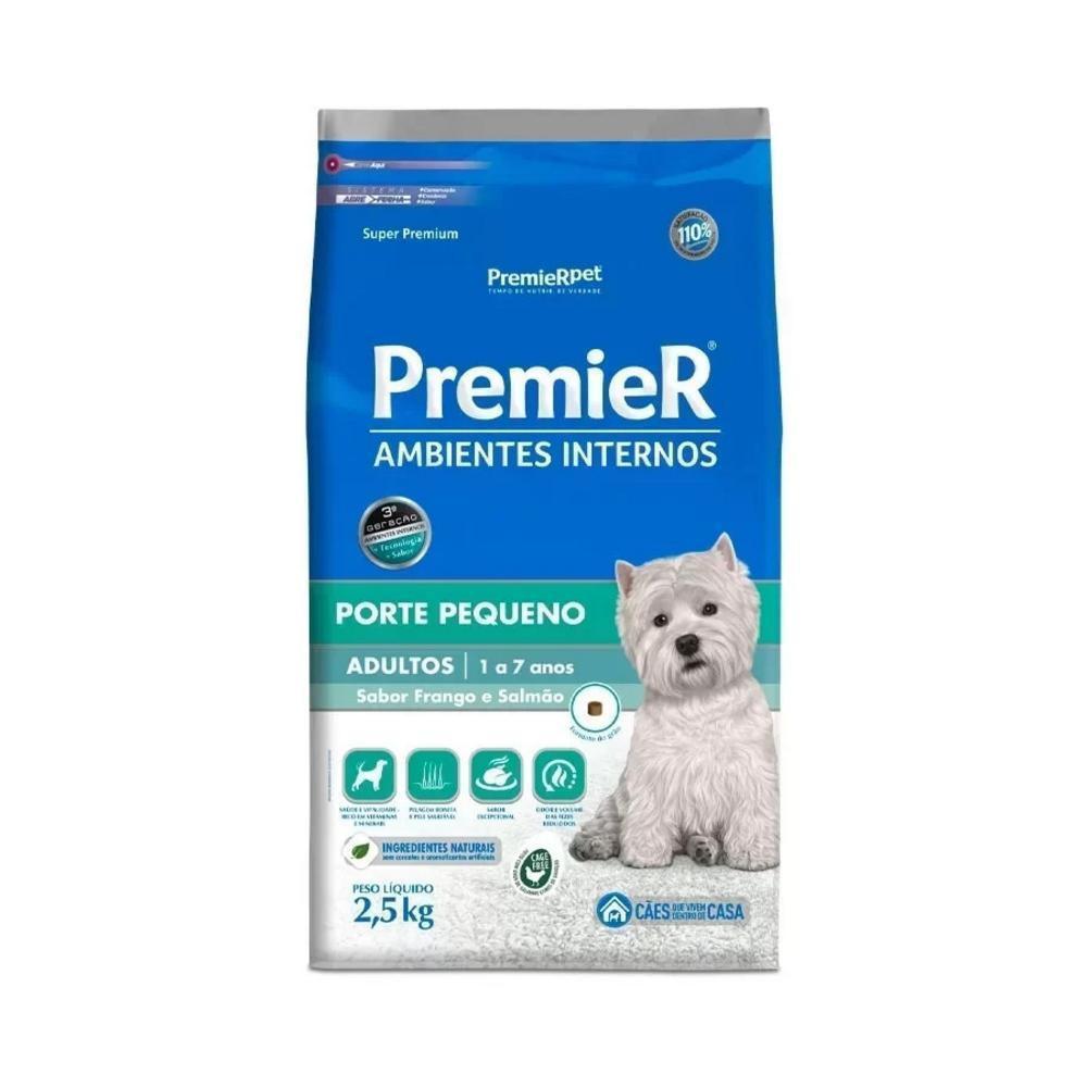 Ração Premier Pet Ambientes Internos Cães Adultos Frango e Salmão 2.5kg - 1