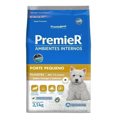 Ração Premier Pet Ambientes Internos Cães Filhotes Frango e Salmão 1kg
