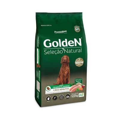 Ração Seleção Natural Cães Adultos Frango e Arroz Golden 12 Kg