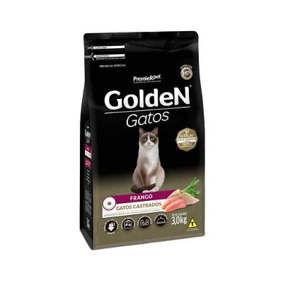 Ração para Gatos Adultos Castrados Frango Golden Fórmula 3kg