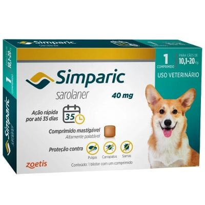 Antipulgas Cães Simparic 40Mg 10,1 À 20Kg Zoetis