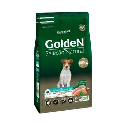 Ração Golden Seleção Natural Cães Adultos Mini Bits Frango Premier Pet 3Kg