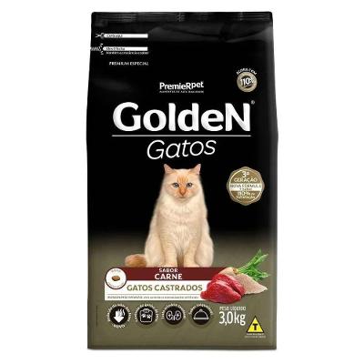 Ração Golden Fórmula Gatos Castrados Carne 3Kg