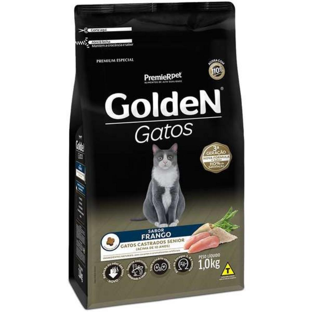 Ração pra Gatos Castrados Sênior Golden sabor Frango 1kg - 2