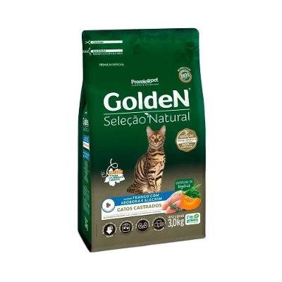 Ração Golden Seleção Natural Gatos Adultos Castrados Abóbora 3Kg