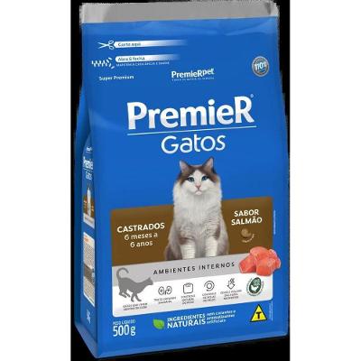 Ração Seca Premier Gatos Castrados 6 meses a 6 anos sabor Salmão 1.5kg