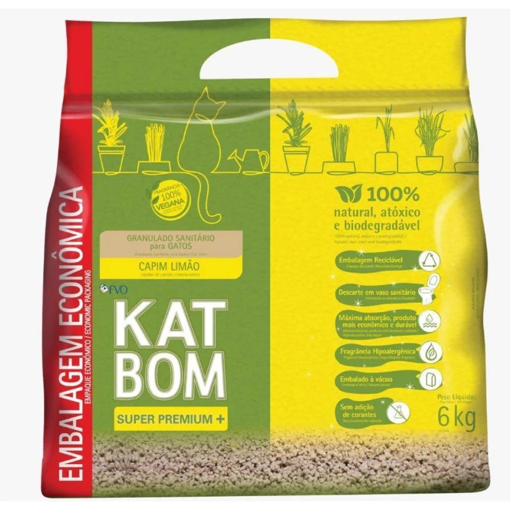 Granulado Higiênico de Capim Limão para Gatos Kat Bom 6Kg - 1