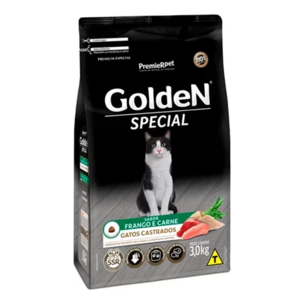 Ração Golden Special para Gatos Castrados Sabor Frango e Carne 3kg - 1