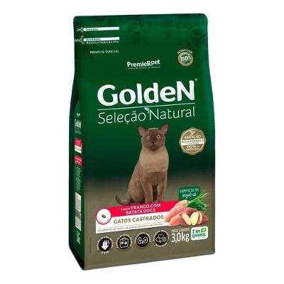 Ração para Gato Adulto Castrado Sabor Batata Doce Seleção Natural Golden 3Kg