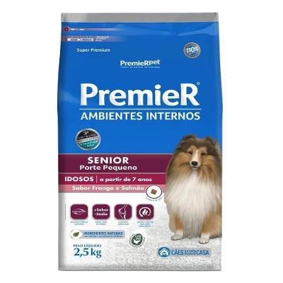 Ração Premier Ambientes Internos Cães Senior Frango e Salmão 2.5kg