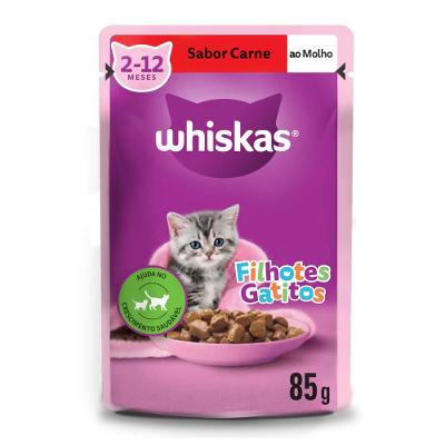 Ração Úmida Whiskas Sachê Carne ao Molho para Gatos Filhotes 85 g