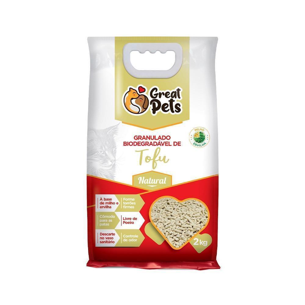 Granulado Higiênico Premium Biodegradável Tofu Great Pets Natural 2 kg - 2
