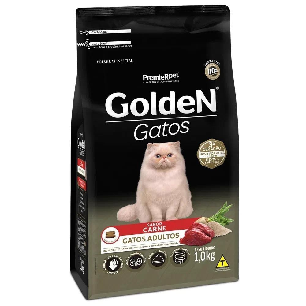 Ração pra Gatos Adultos Sabor Carne 3kg Golden - 2