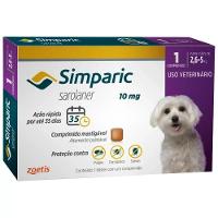 Antipulga Simparic 10Mg para Cães de 2,6 a 5Kg Zoetis Caixa com 1 Comprimido - 1