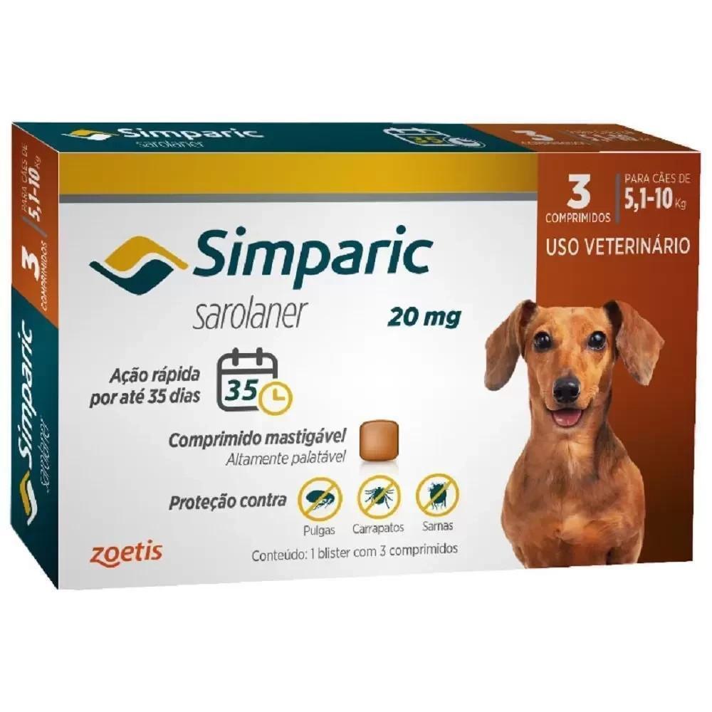 Antipulgas Para Cães de 5,1 a 10 Kg 20 mg 1 Comprimido Simparic - 2