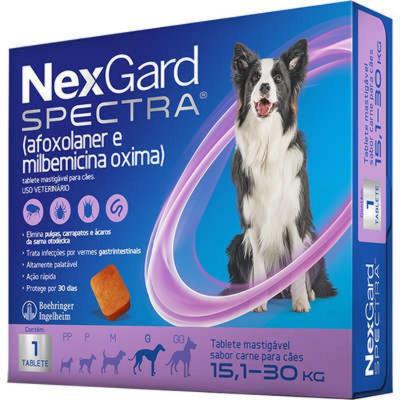 Antipulgas, Carrapatos e Vermífugo NexGard Spectra para Cães de 15,1 a 30 Kg  - 1 comprimido