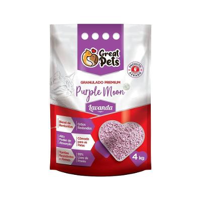 Areia Higiênica Great Pets Bentonita Premium Lavanda para Gatos 4kg