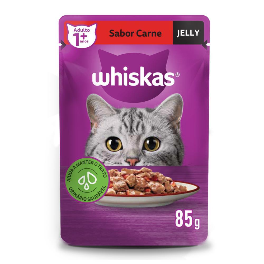 Ração Úmida Sachê Carne Jelly para Gatos Adultos 85g Whiskas - 1