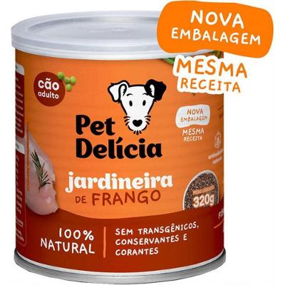 Ração Úmida para Cães Adultos Sabor Jardineira de Frango Pet Delícia 320G