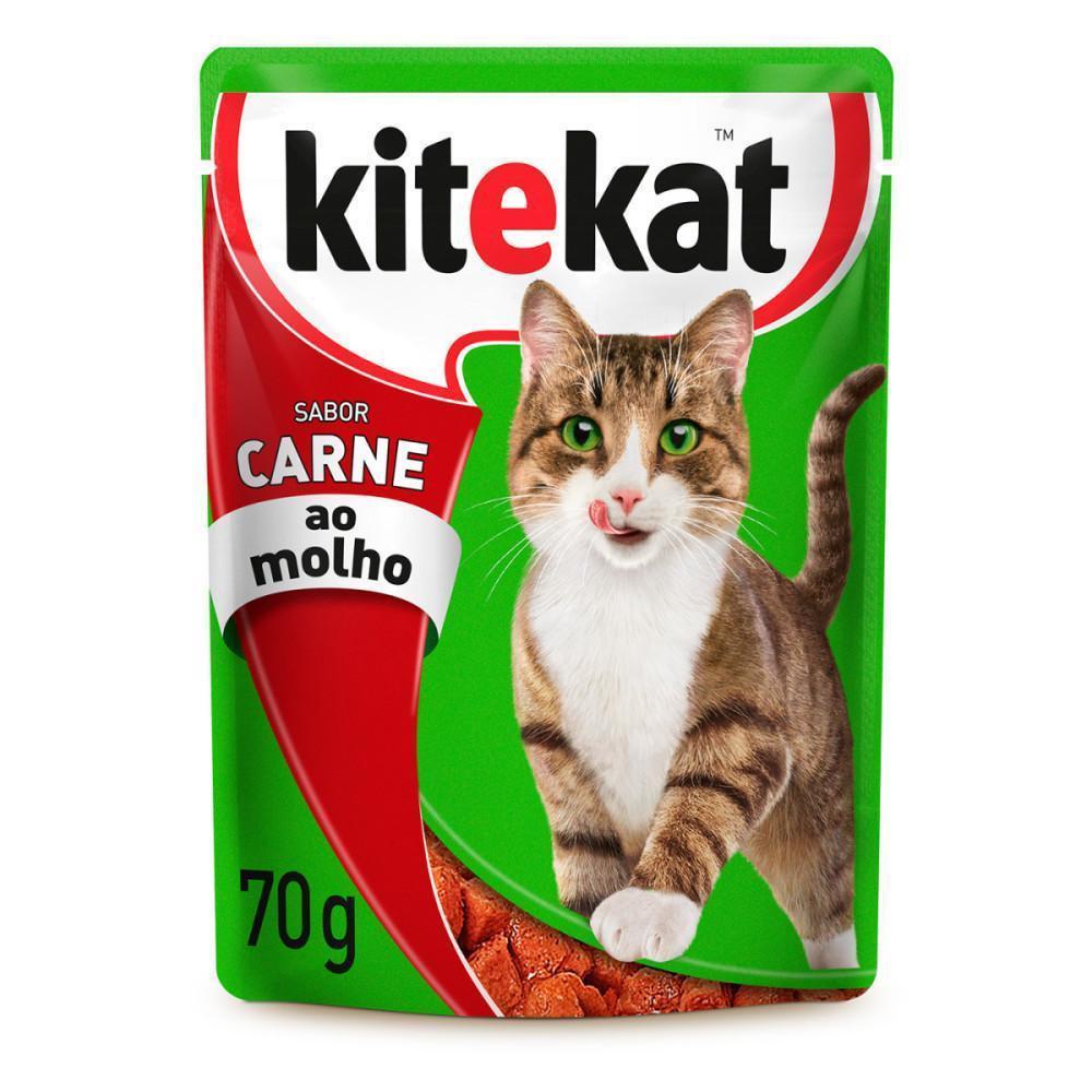 Ração Úmida Kitekat Sachê Carne ao Molho para Gatos Adultos 70 g - 1