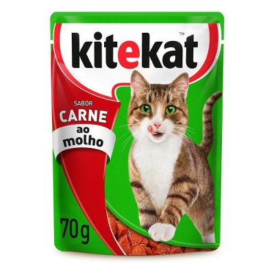 Ração Úmida Kitekat Sachê Carne ao Molho para Gatos Adultos 70 g