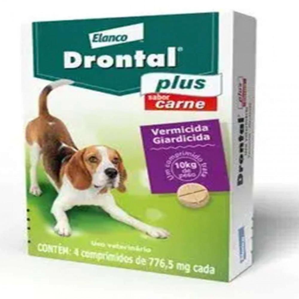 Vermífugo Drontal Plus para Cães 10kg Sabor Carne Bayer Caixa com 4 Comprimidos - 1