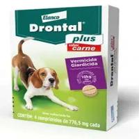 Vermífugo Drontal Plus para Cães 10kg Sabor Carne Bayer Caixa com 4 Comprimidos - 1