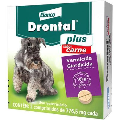 Vermífugo Plus Cães 10Kg Sabor Carne Bayer com 2 Comprimidos Drontal