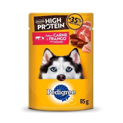 Ração Úmida Pedigree Sachê High Protein Cães Adultos Carne e Frango 85 g