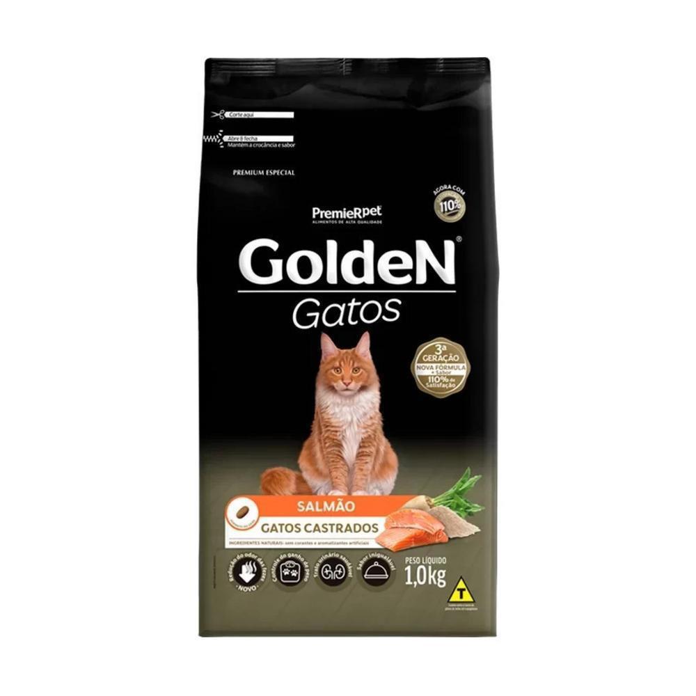 Ração pra Gatos Castrados sabor Salmão 1kg Golden - 1