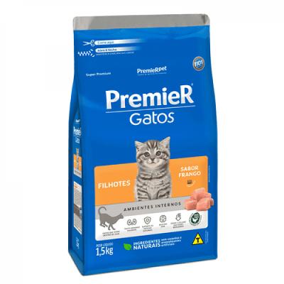 Ração Seca Gatos Ambientes Internos Filhotes Sabor Frango PremieR 1,5kg