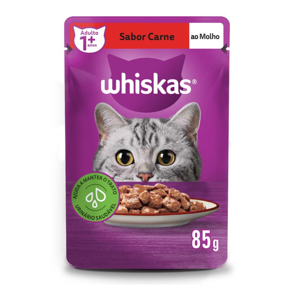 Ração Úmida Sachê Carne ao Molho para Gatos Adultos Whiskas 85g - 2