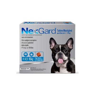Antipulgas e Carrapatos 28,3 mg para Cães de 4,1 a 10 Kg 1 comprimido NexGard