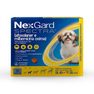 Antipulgas e Carrapatos Spectra para Cães de 3,6 a 7,5kg NexGard