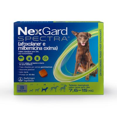 Antipulgas e Carrapatos Spectra para Cães de 7,6 a 15kg NexGard