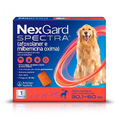 Antipulgas, Carrapatos e Vermífugo Spectra para Cães de 30,1 a 60 Kg 1 comprimido NexGard