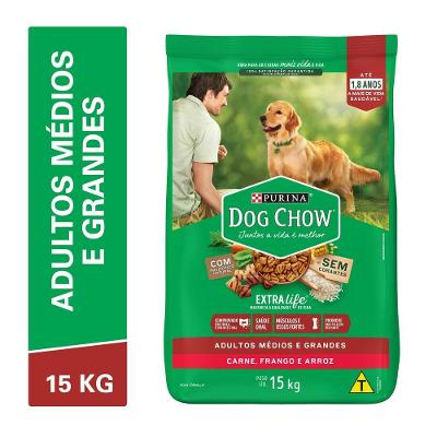 Ração Seca Cães Adultos Frango e Arroz 15kg Dog Chow