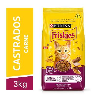 Ração gatos castrados Mix de Carne 3kg Friskies