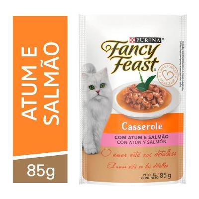 Ração Úmida Casserole Gatos Adultos Atum e Salmão 85g  Fancy Feast