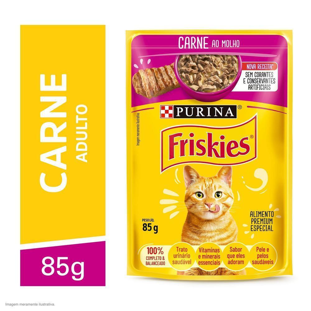 Ração Úmida Gatos Adultos Carne 85g Friskies - 1